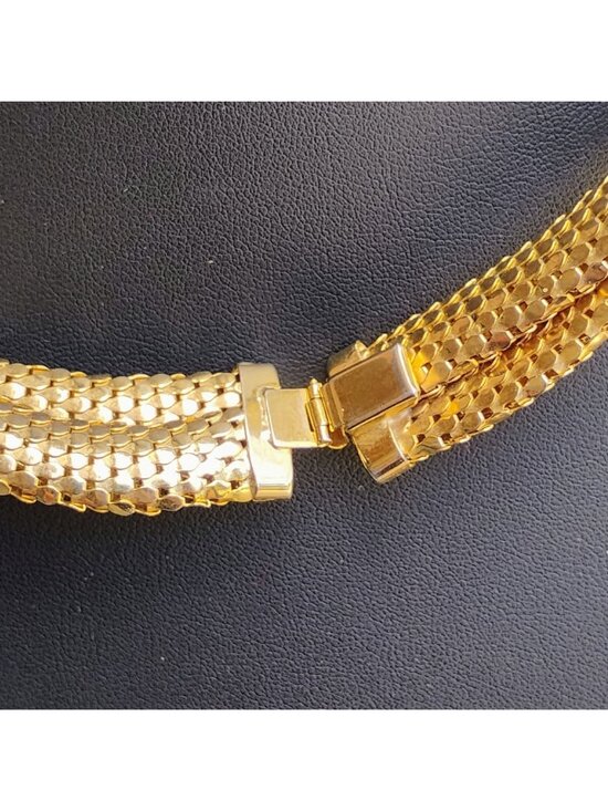 Vtg Whiting & Davis Style Gold Tone Braided Mesh Choker Necklace 17" - Picture 4 of 7